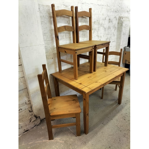 263 - Modern Pine Kitchen Table and 4 x Chairs. 108cm x 81cm x 75cm. Collection Only.