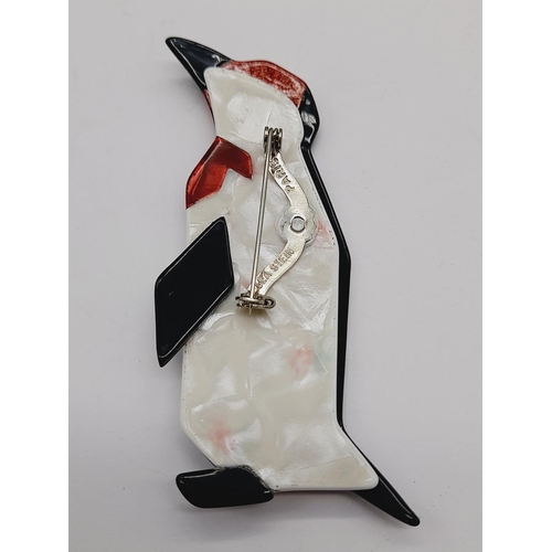 274 - Lea Stein (Paris) 'Penguin' Brooch. 9cm x 4cm.