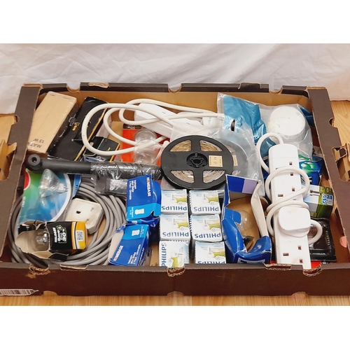 280 - Box of Mixed Light Bulbs, Extension Leads, etc.