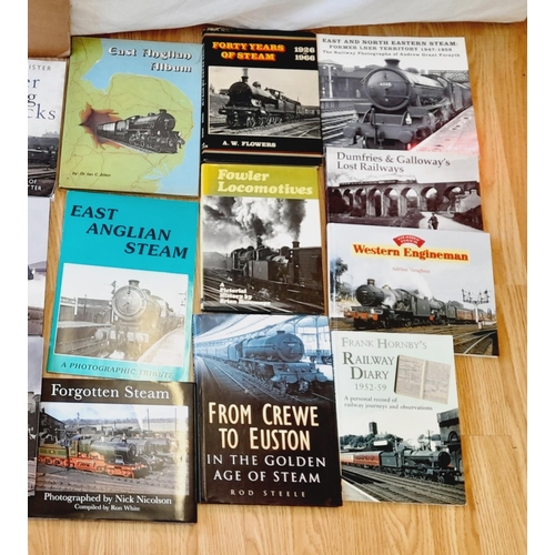 323 - Collection of Railway Related Reference Books to include Crewe to Euston, Forty Years of Steam, East... 