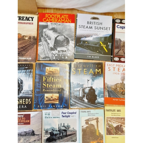 325 - Collection of Railway Related Reference Books to include Farewell to Steam, British Steam Sunset, En... 