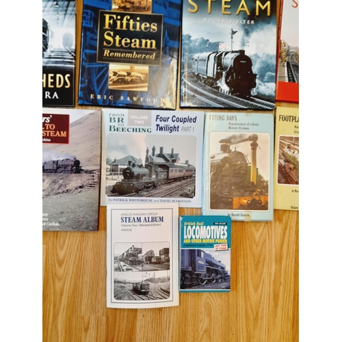 325 - Collection of Railway Related Reference Books to include Farewell to Steam, British Steam Sunset, En... 