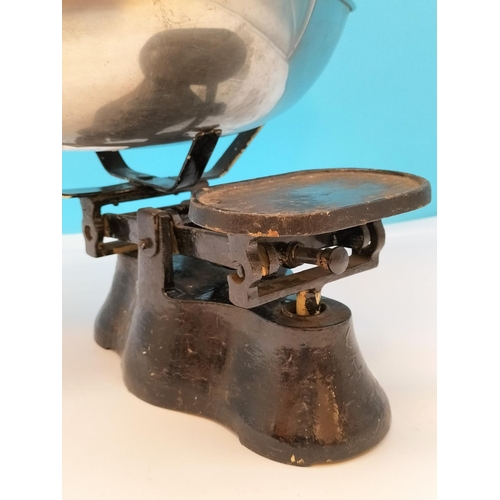 328 - Vintage Cast Iron Kitchen Scales. Bowl Measures 40cm x 30cm x 10cm.