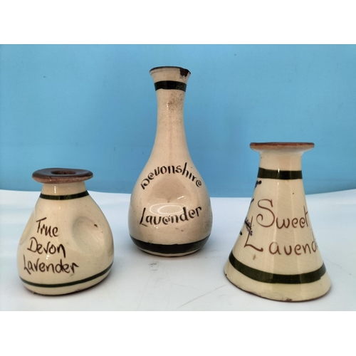 329 - Torquay/Devon Ware Pottery 13cm Vase and Scent Bottles (2) Hand Painted in the Devonshire Lavender P... 