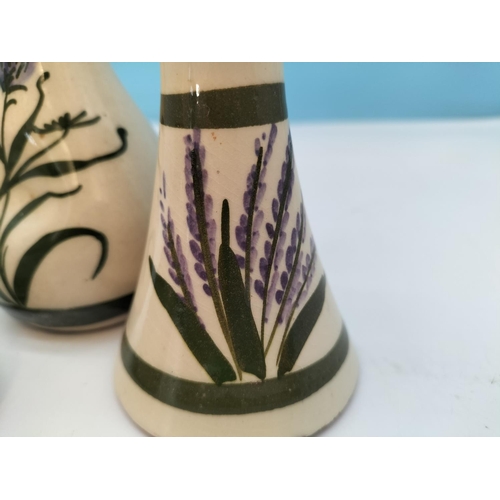 329 - Torquay/Devon Ware Pottery 13cm Vase and Scent Bottles (2) Hand Painted in the Devonshire Lavender P... 