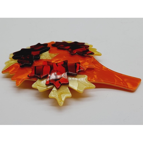 356 - Lea Stein (Paris) 'Autumn Maple Tree' Brooch. 9cm x 7cm.