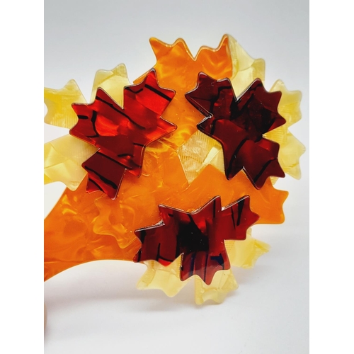 356 - Lea Stein (Paris) 'Autumn Maple Tree' Brooch. 9cm x 7cm.