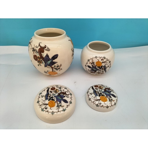 359 - 1940's Graduated Sets of Ginger/Spice Jars (3 Sets of 2 Jars) with Floral Decoration. Tallest 13cm.