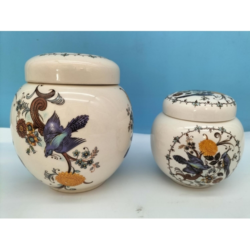 359 - 1940's Graduated Sets of Ginger/Spice Jars (3 Sets of 2 Jars) with Floral Decoration. Tallest 13cm.