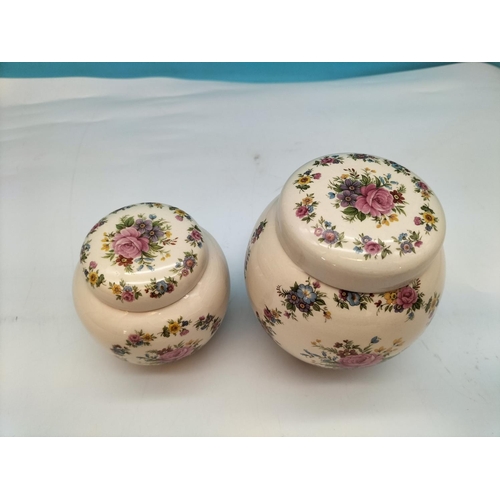 360 - Collection of Graduated Sadler Pottery Ginger/Spice Jars (3 Sets of 2) with Floral Decoration. Talle... 