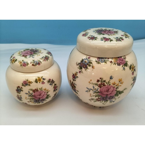 360 - Collection of Graduated Sadler Pottery Ginger/Spice Jars (3 Sets of 2) with Floral Decoration. Talle... 