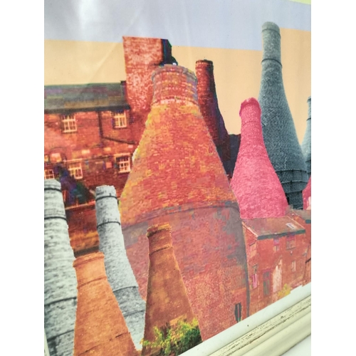 406 - 4 x Pop Art Style 'Staffordshire Bottle Kiln Ovens' Prints. 48cm x 38cm.