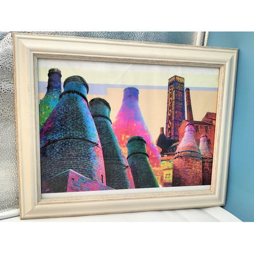 406 - 4 x Pop Art Style 'Staffordshire Bottle Kiln Ovens' Prints. 48cm x 38cm.