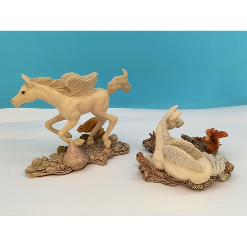 431 - Royal Doulton Fables Figure Winged Horses (2) 'Fleetness' and 'Fascination'. Largest 13cm High, 14cm... 