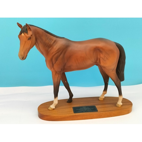 432 - Beswick Connoisseur Race Horse of the Year 1979 'Troy' on Plinth. 29cm High, 21cm x 11cm.