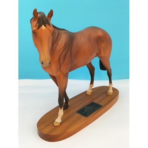 432 - Beswick Connoisseur Race Horse of the Year 1979 'Troy' on Plinth. 29cm High, 21cm x 11cm.