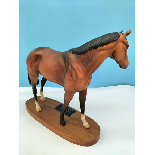 432 - Beswick Connoisseur Race Horse of the Year 1979 'Troy' on Plinth. 29cm High, 21cm x 11cm.