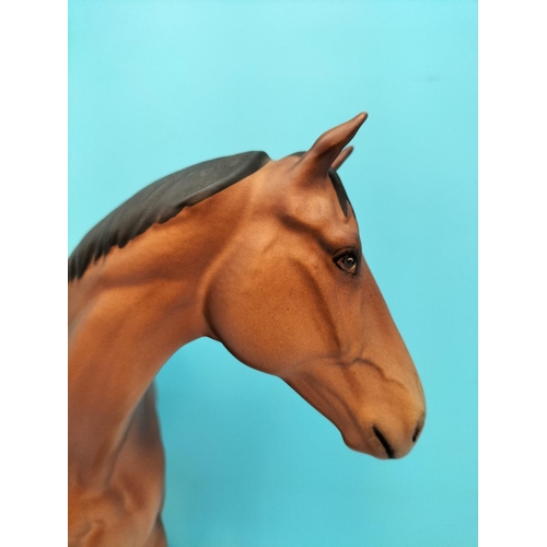 432 - Beswick Connoisseur Race Horse of the Year 1979 'Troy' on Plinth. 29cm High, 21cm x 11cm.