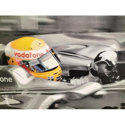 459 - Lewis Hamilton Formula One Canvas Print. 76cm x 51cm. Collection Only.