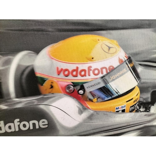 459 - Lewis Hamilton Formula One Canvas Print. 76cm x 51cm. Collection Only.