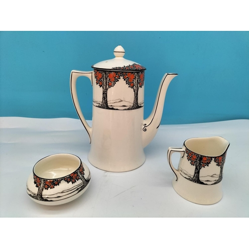 5 - Crown Ducal 'Orange Tree' 17 Piece Coffee Set to include Coffee Cans and Saucers (7), 18cm Coffee Po... 