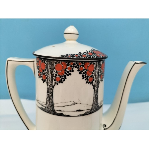 5 - Crown Ducal 'Orange Tree' 17 Piece Coffee Set to include Coffee Cans and Saucers (7), 18cm Coffee Po... 