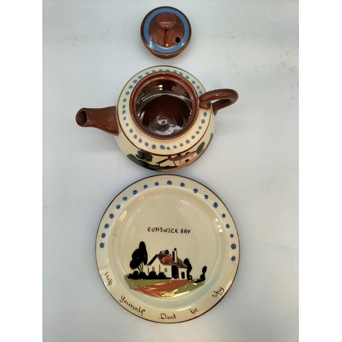 56 - Collection of Devon/Torquay Ware Pottery to include Watcombe Pottery Teapot, Hors D'Oeuvres Dish Pre... 