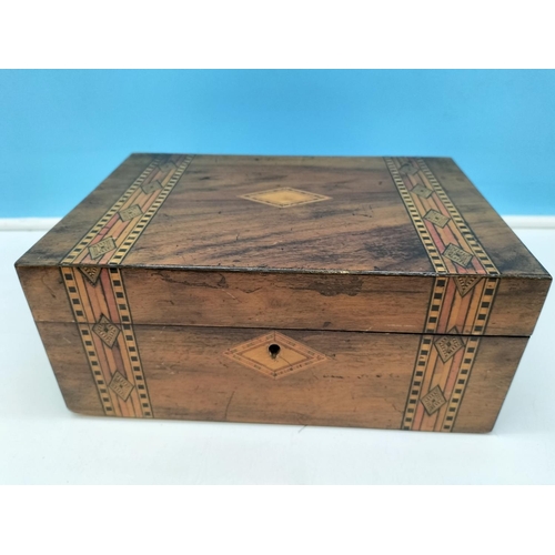 118 - Wooden Boxes with Marquetry (2). Largest 12cm High, 30cm x 22cm.