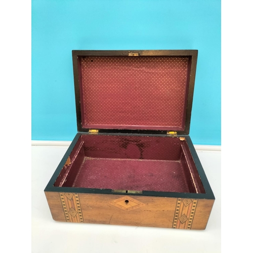 118 - Wooden Boxes with Marquetry (2). Largest 12cm High, 30cm x 22cm.