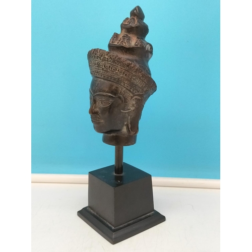 138 - Cast Bronzed Effect 'Queen of Cambodia' 25cm Bust on Plinth.