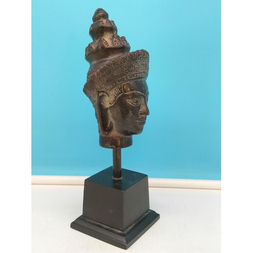 138 - Cast Bronzed Effect 'Queen of Cambodia' 25cm Bust on Plinth.