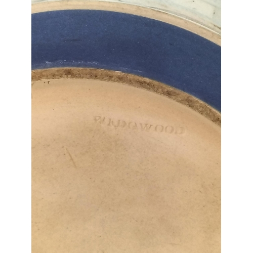 141 - Wedgwood Jasper Ware Blue and White Biscuit Barrel with Silver Plate Rim and Handle. Impressed Mark ... 