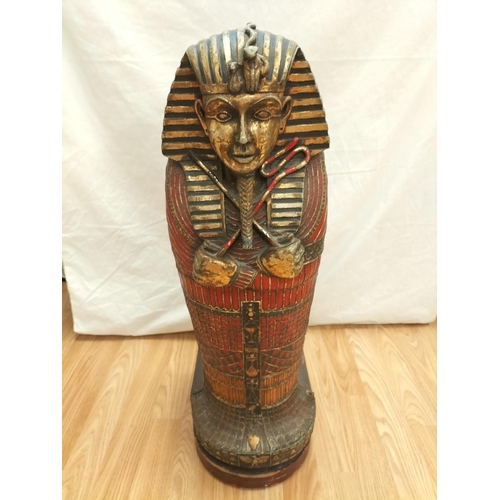 172 - King Tutankhamun Sarcophagus 4 Shelf Cabinet/Book Case. 68cm Tall, 28cm x 18cm. Collection Only.