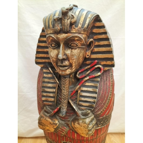 172 - King Tutankhamun Sarcophagus 4 Shelf Cabinet/Book Case. 68cm Tall, 28cm x 18cm. Collection Only.