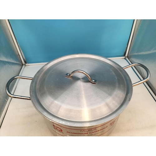 188 - Large Taurus Galaxis Range 25 Litre Lidded Aluminium Casserole Pot. 22 cm High, 36cm Diameter.