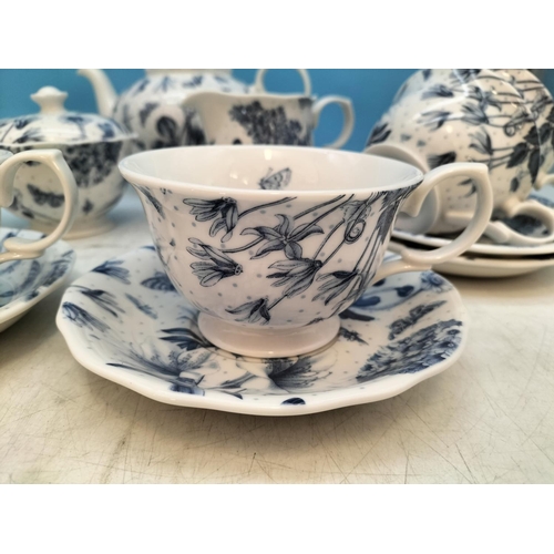 204 - Portmeirion 15 Piece Part Tea Set in the 'Botanic Blue' Pattern to include Teapot, Cups and Saucers ... 