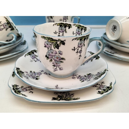 205 - 1930's Royal Albert Crown China Trios (6) in a Floral Pattern.