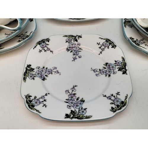 205 - 1930's Royal Albert Crown China Trios (6) in a Floral Pattern.