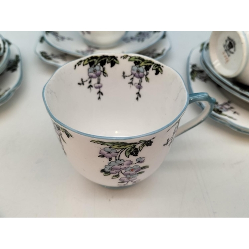 205 - 1930's Royal Albert Crown China Trios (6) in a Floral Pattern.