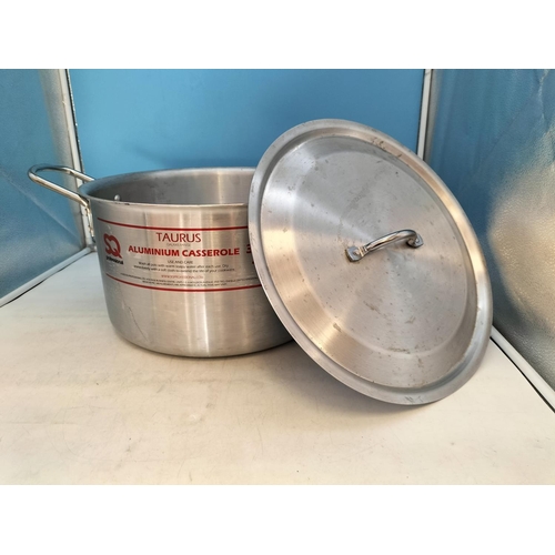 237 - Large Taurus Galaxis Range 25 Litre Lidded Aluminium Casserole Pot. 22 cm High, 36cm Diameter.