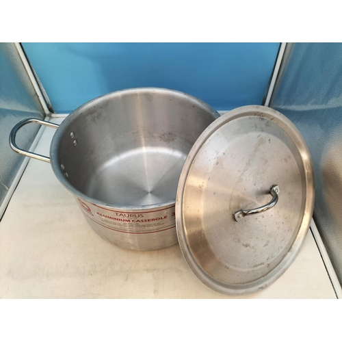 237 - Large Taurus Galaxis Range 25 Litre Lidded Aluminium Casserole Pot. 22 cm High, 36cm Diameter.