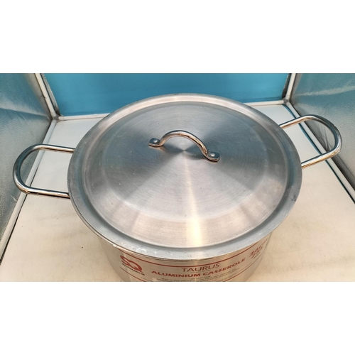 237 - Large Taurus Galaxis Range 25 Litre Lidded Aluminium Casserole Pot. 22 cm High, 36cm Diameter.