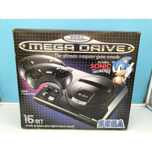 308 - Boxed Sega Megadrive 16 Bit Game Machine with 'Sonic Hedgehog' Game.