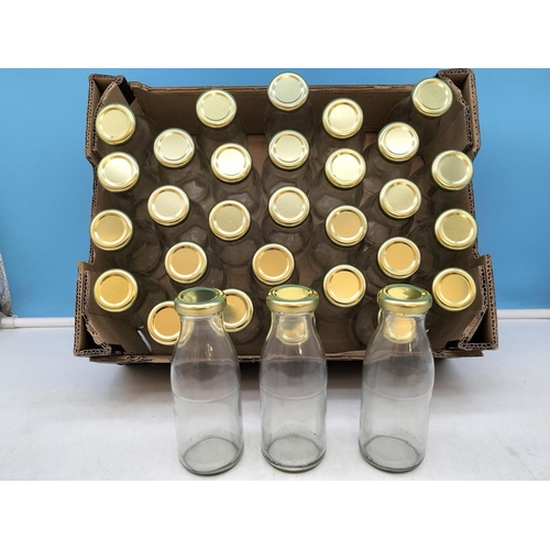 317 - Box of New 31 Clear Glass 16cm Lidded Bottles (25cl). Ideal for Up Cycle/Weddings/Decoupage/Farmers ... 