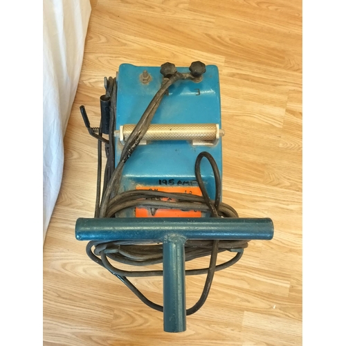 381 - Oil Filled Arc Welder on Two Wheel Frame plus 2 x Welding Clamps. 61cm High, 43cm x 26cm. Collection... 