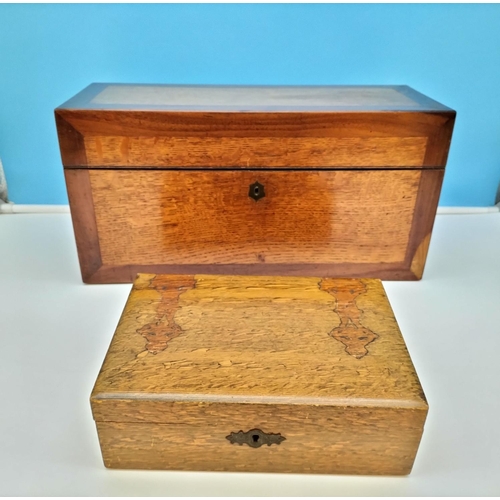 441 - Large Rectangular Wooden Box (possibly Tea Caddy) with no Inserts plus Another Box. Largest 21cm hig... 