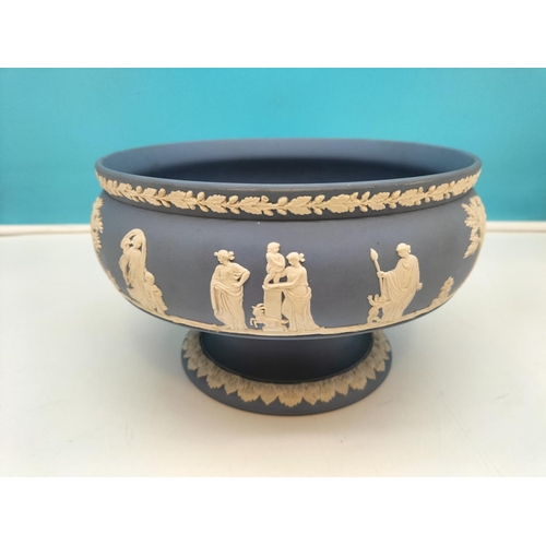 442 - Wedgwood Jasper Footed Fruit Bowl. 14cm High, 21cm Diameter.