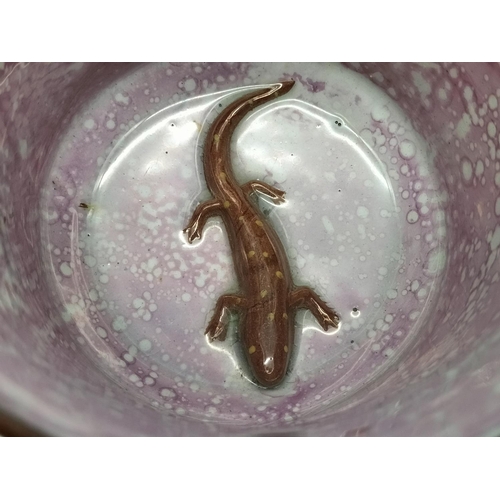 443 - Victorian Novelty Lustre Ware Pint Mug with Lizard at Bottom. 11.5cm High, 12cm Diameter.