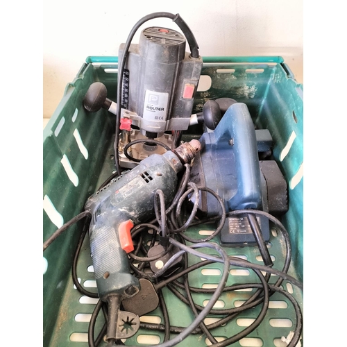 446 - Power Tools (3)  to include Corded Black & Decker Drill, Pro Performance Router and Bosch Planer. Al... 