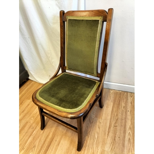 645 - Early 20th Century Wood Framed Nursing Chair with Green Fabric Back and Seat. 79cm High, 43cm x 44cm... 